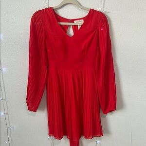 Ginger G Red Fit and Flare Cocktail Dress with Bishop Sleeves